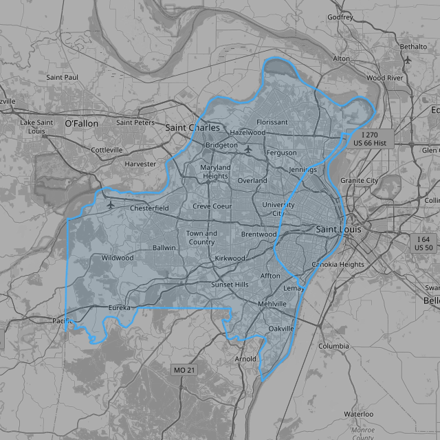 Map of St. Louis City & County